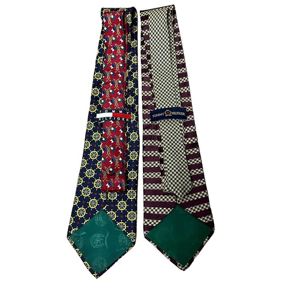 Lot 2 Tommy‎ Hilfiger Ties 100% Italian Silk Made USA Nautical Marine Flags Blue - Picture 2 of 3